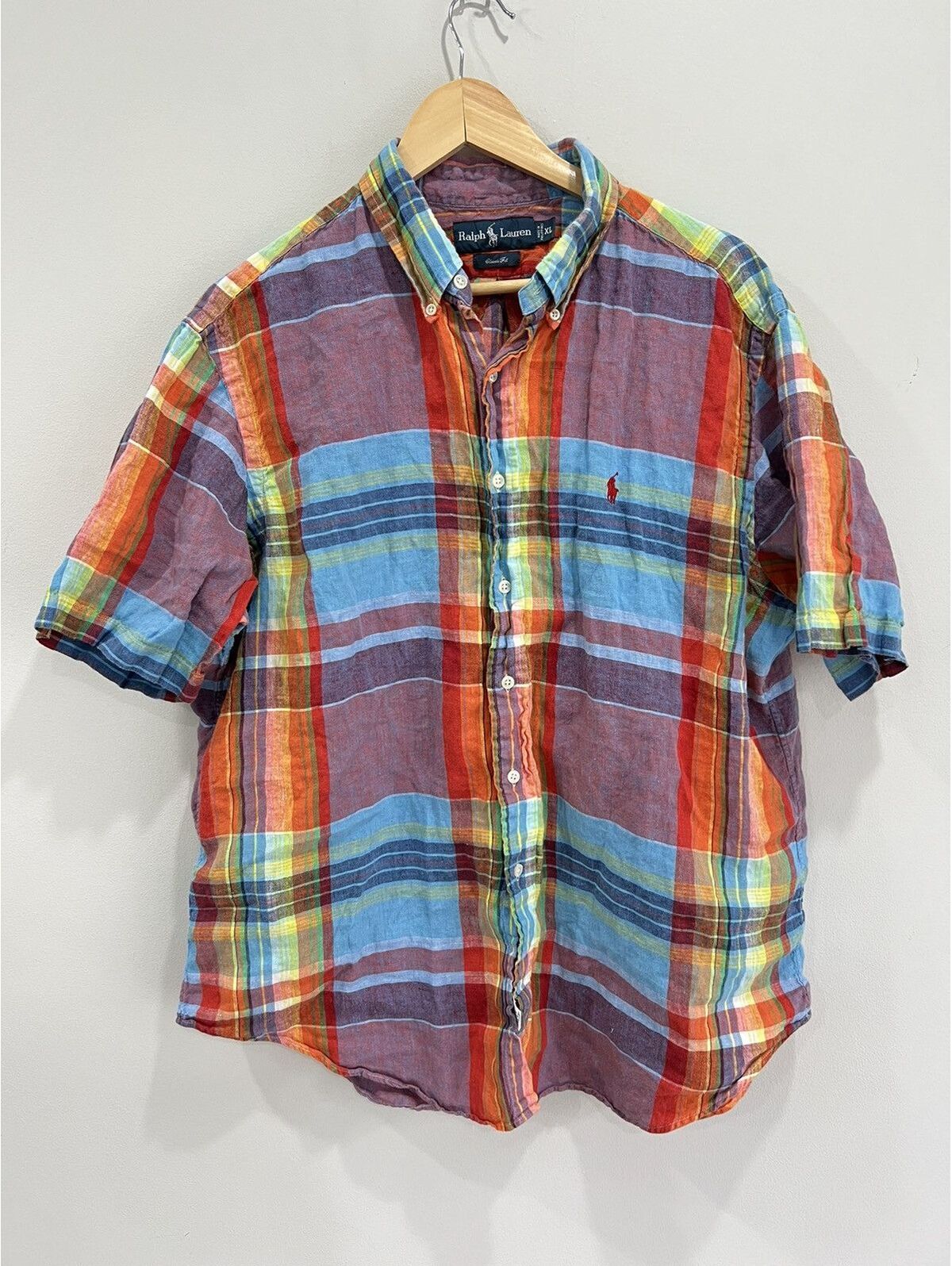 Vintage Ralph Lauren Plaid Multicolor Shirt Button Up Short